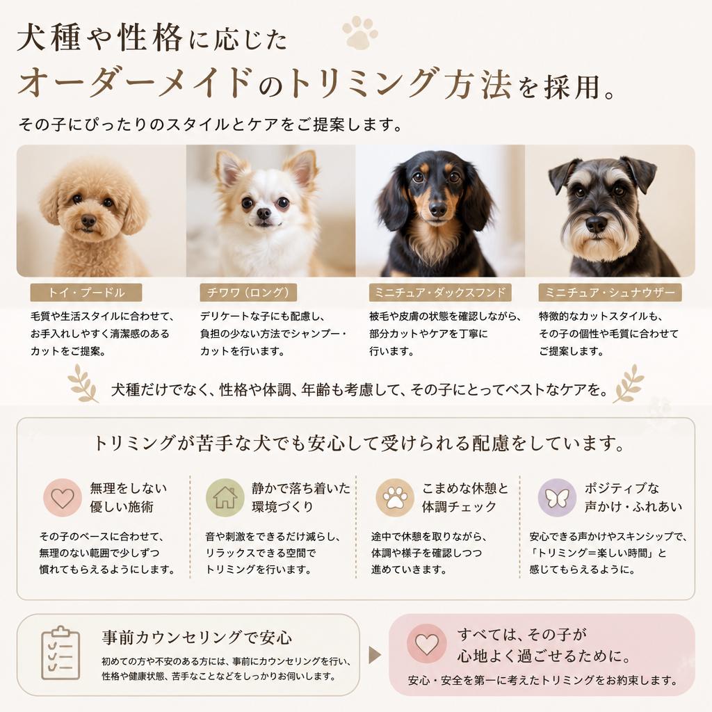 犬にやさしいトリミング方法