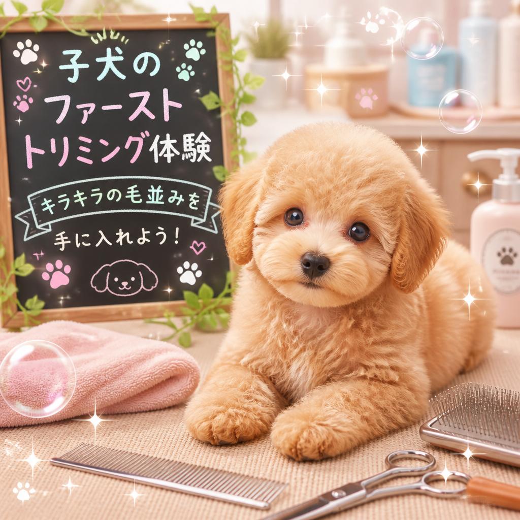 子犬のファーストトリミング体験 - キラキラの毛並みを手に入れよう！