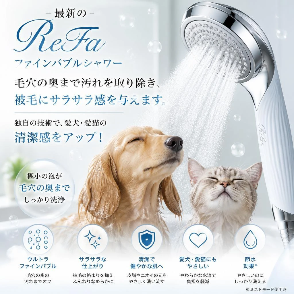 べたつき解消のRefaファインバブルシャワー