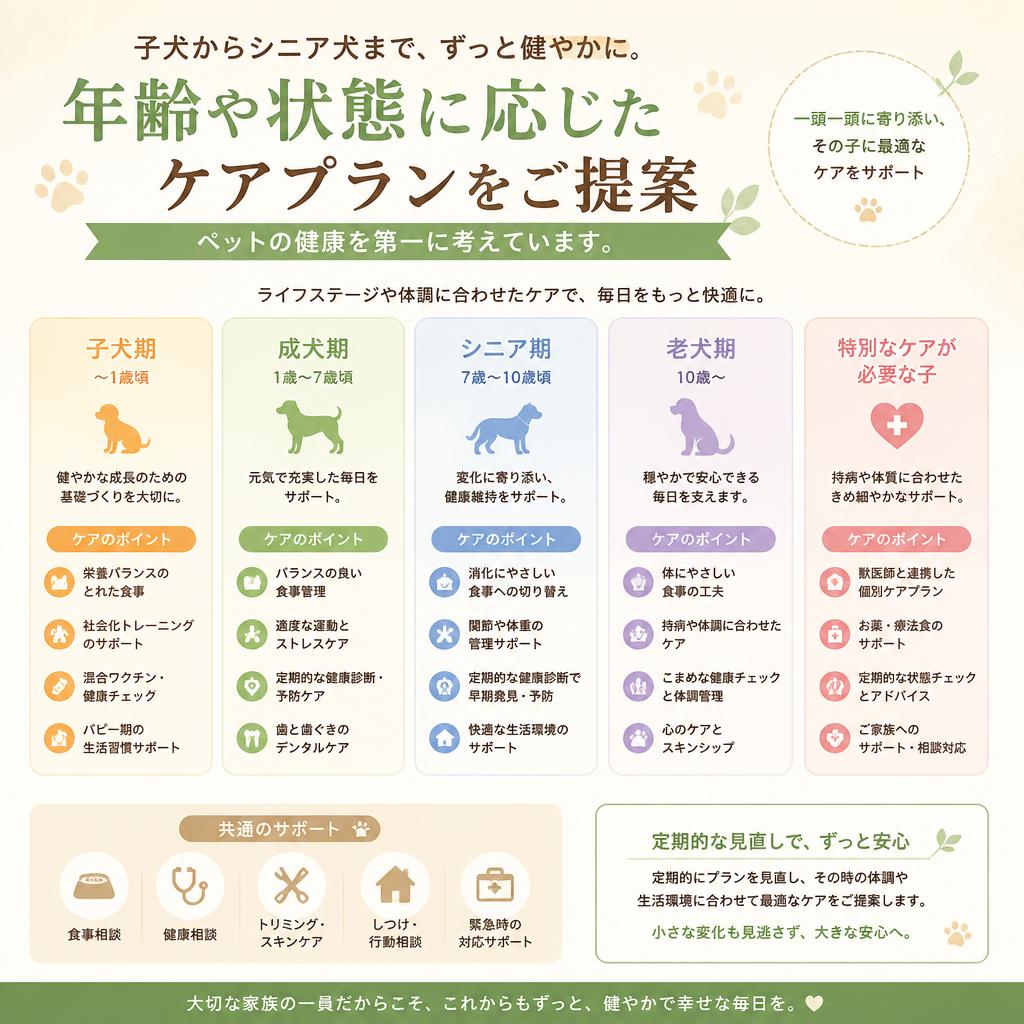お子様からシニアまで安心のケア